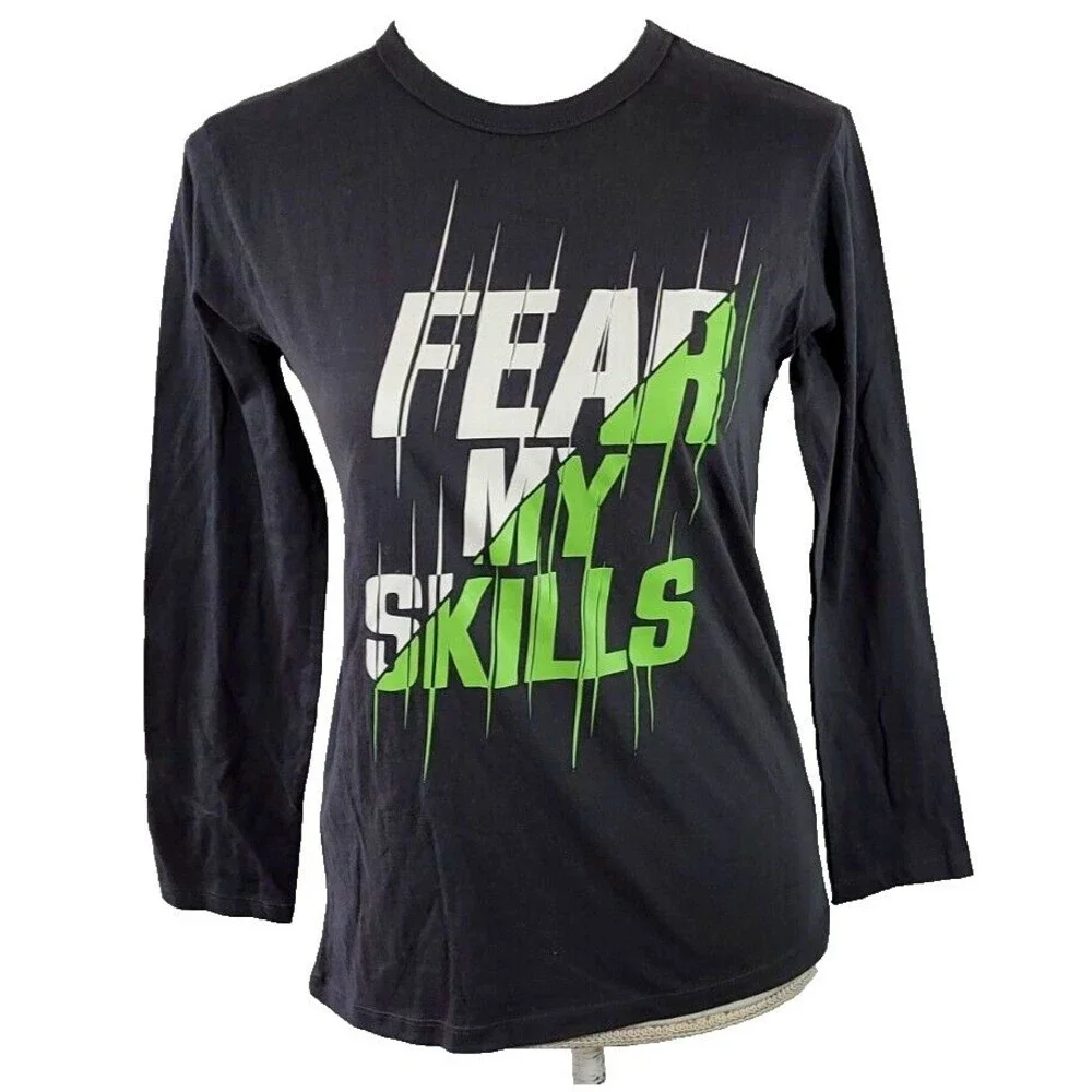 The Childrens Place T Shirt Top Youth Boy Large 10-12 FEAR MY SKILLS Graphic New